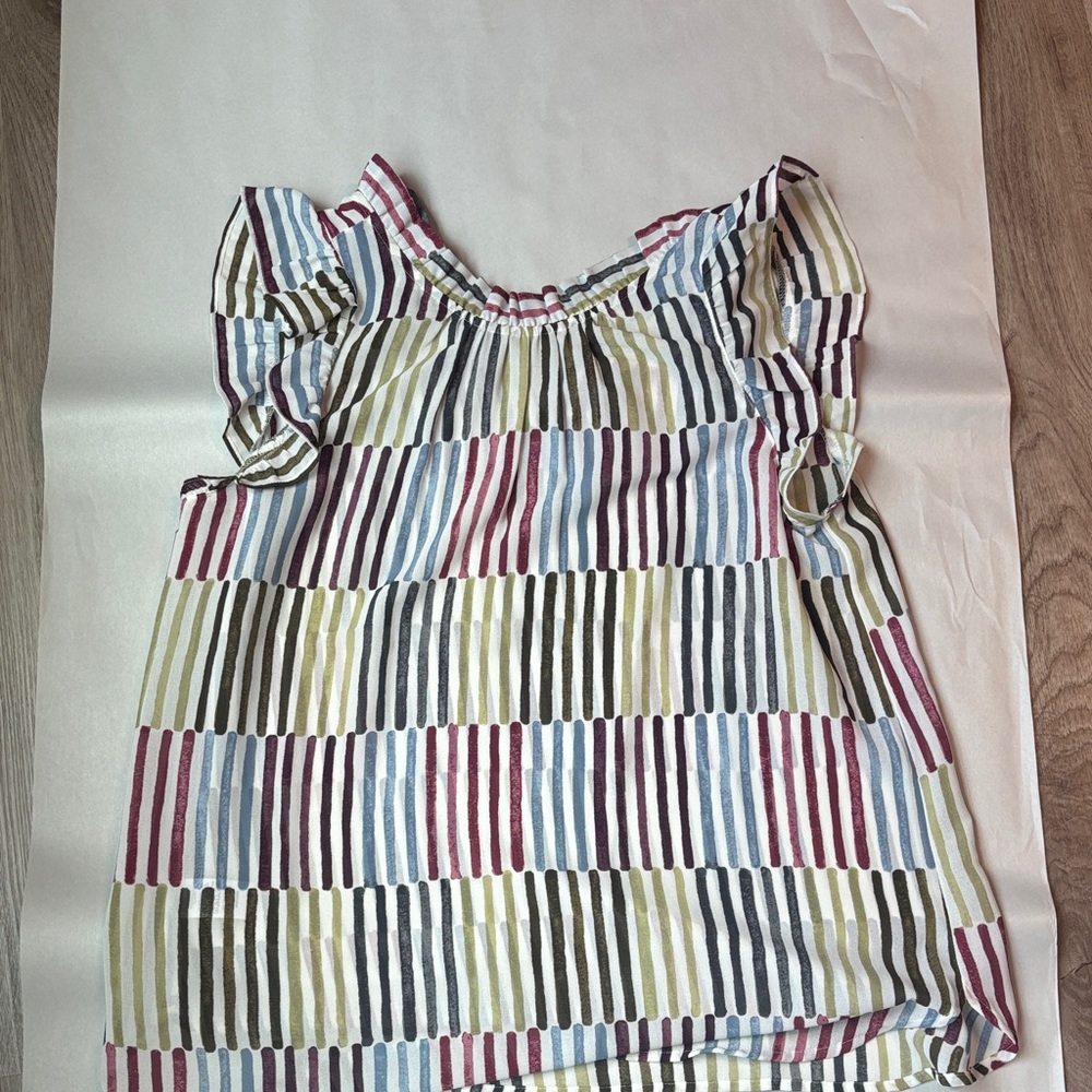 Colorful Striped Kids Blouse with Ruffle Sleeves
